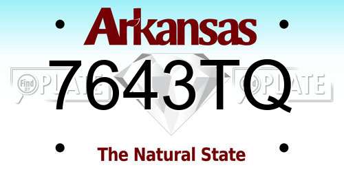 7643TQ Arkansas License Plate