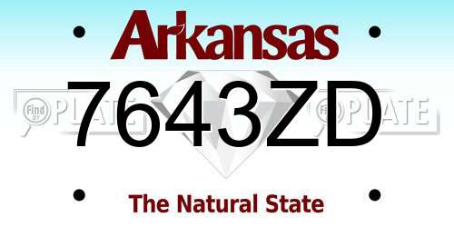 7643ZD Arkansas License Plate