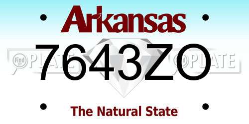 7643ZO Arkansas License Plate