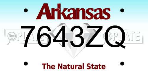 7643ZQ Arkansas License Plate