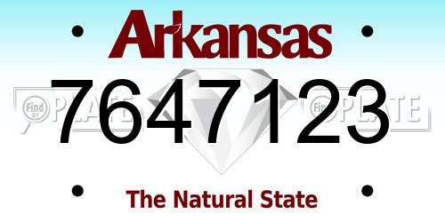 7647123 Arkansas License Plate