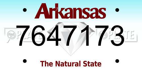 7647173 Arkansas License Plate