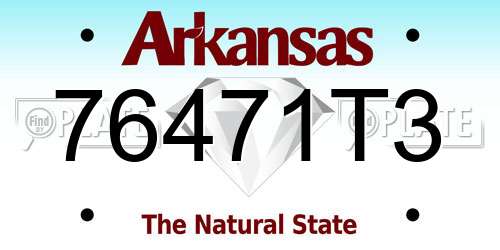 76471T3 Arkansas License Plate
