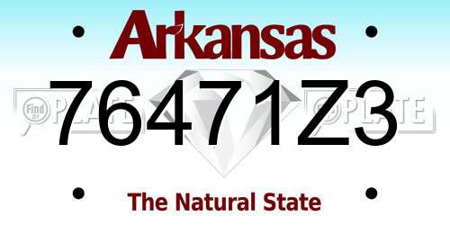 76471Z3 Arkansas License Plate