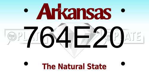 764E20 Arkansas License Plate