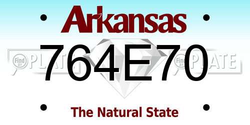 764E70 Arkansas License Plate