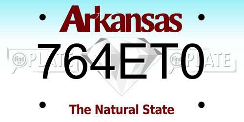 764ET0 Arkansas License Plate