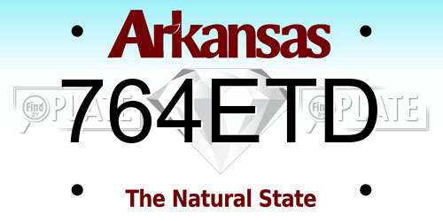 764ETD Arkansas License Plate