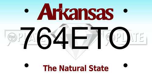 764ETO Arkansas License Plate