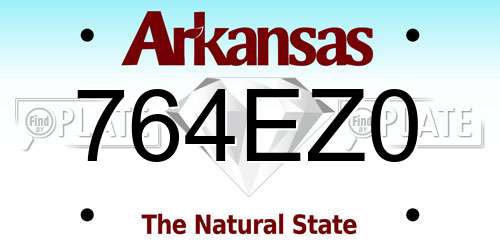 764EZ0 Arkansas License Plate