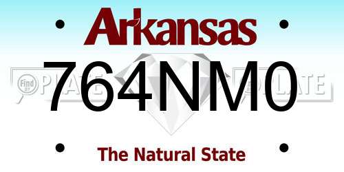 764NM0 Arkansas License Plate