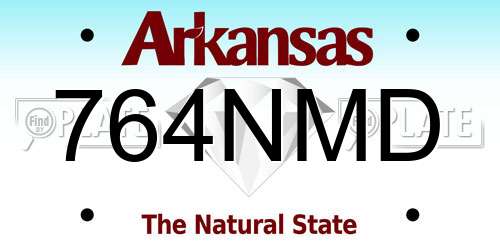 764NMD Arkansas License Plate