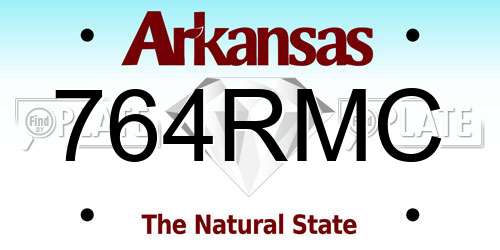 764RMC Arkansas License Plate