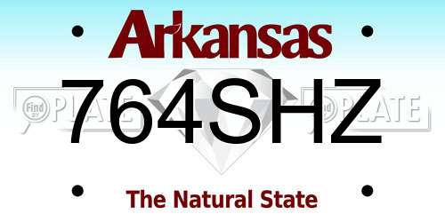 764SHZ Arkansas License Plate