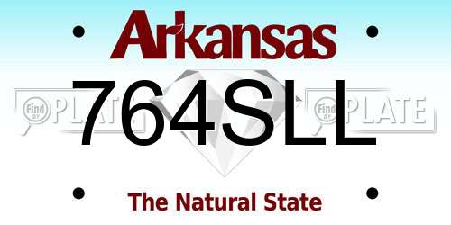 764SLL Arkansas License Plate