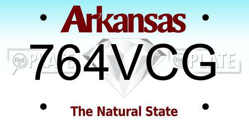 764VCG Arkansas License Plate