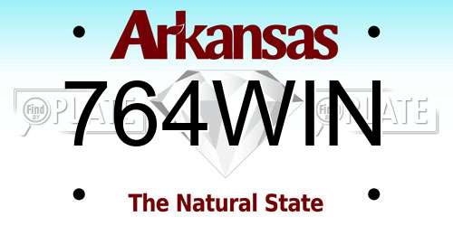 764WIN Arkansas License Plate