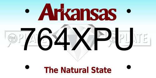 764XPU Arkansas License Plate