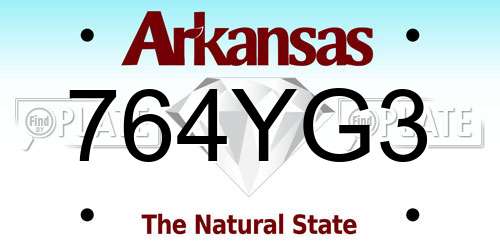 764YG3 Arkansas License Plate