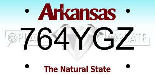 764YGZ Arkansas License Plate