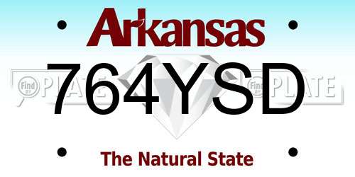 764YSD Arkansas License Plate