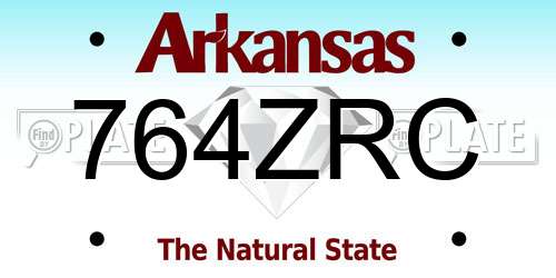 764ZRC Arkansas License Plate