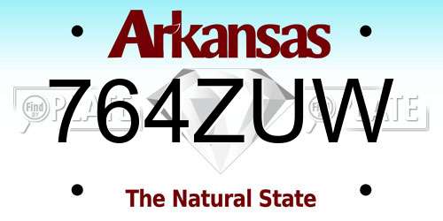 764ZUW Arkansas License Plate