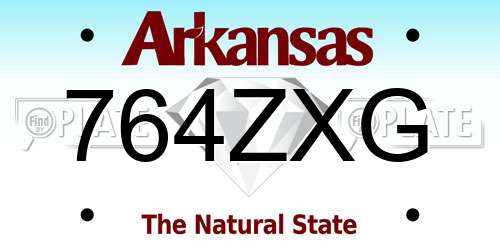 764ZXG Arkansas License Plate