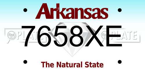 7658XE Arkansas License Plate