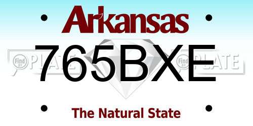 765BXE Arkansas License Plate