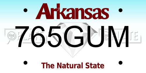 765GUM Arkansas License Plate