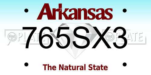 765SX3 Arkansas License Plate