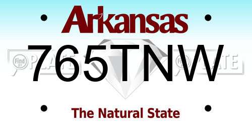 765TNW Arkansas License Plate