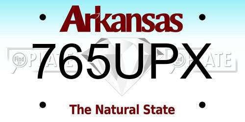 765UPX Arkansas License Plate