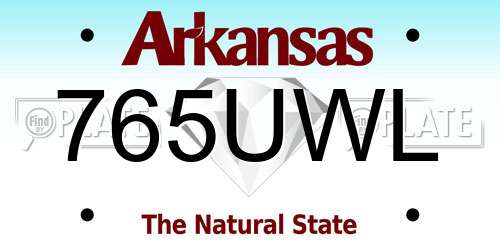 765UWL Arkansas License Plate