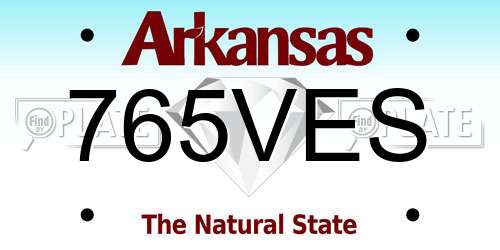 765VES Arkansas License Plate