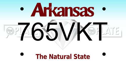 765VKT Arkansas License Plate