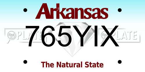 765YIX Arkansas License Plate