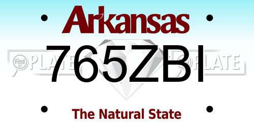 765ZBI Arkansas License Plate