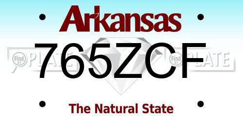 765ZCF Arkansas License Plate