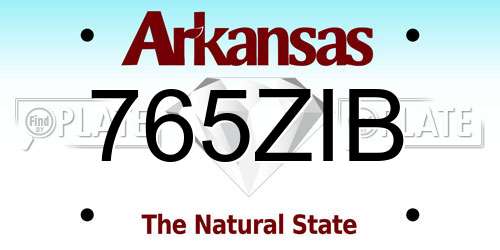 765ZIB Arkansas License Plate