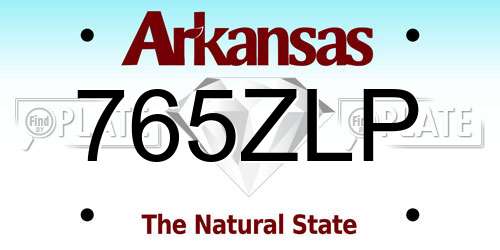 765ZLP Arkansas License Plate