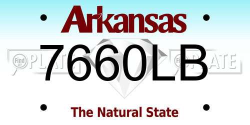 7660LB Arkansas License Plate
