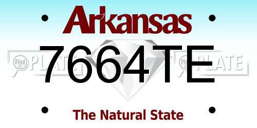 7664TE Arkansas License Plate