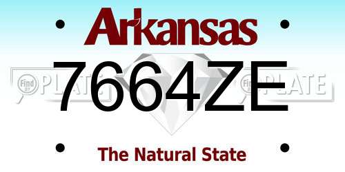 7664ZE Arkansas License Plate