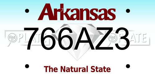 766AZ3 Arkansas License Plate