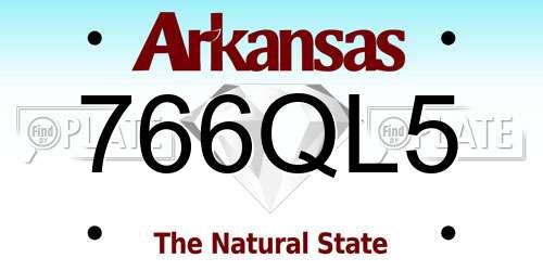 766QL5 Arkansas License Plate