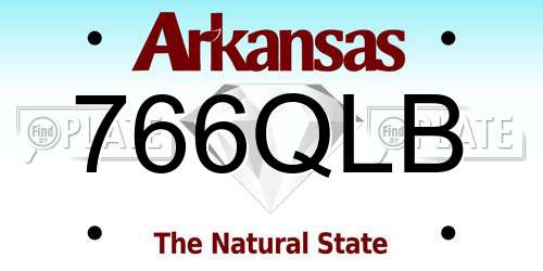766QLB Arkansas License Plate