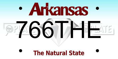 766THE Arkansas License Plate