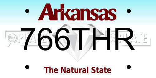 766THR Arkansas License Plate